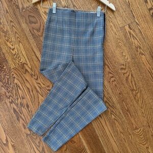 NWT Zara Plaid Fall High Waisted Trouser Leggings XS Size Zipper Grey Tan